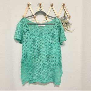 Free People Beach Mint Green Crochet Tunic Top M